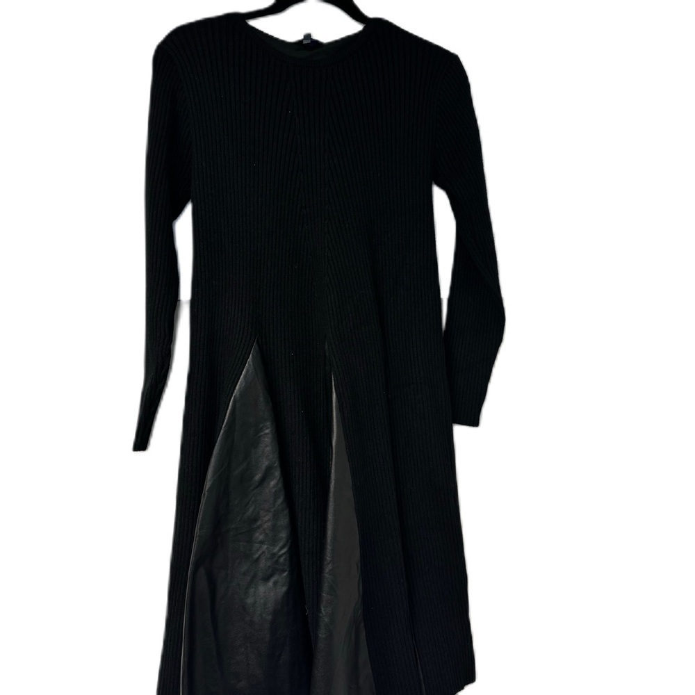Fraze girls sz 16 black sweater leather pleated dress tween party fancy casual